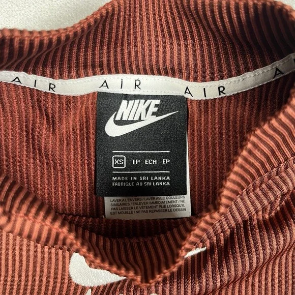 Nike Air Cropped Tank Ribbed Brown Mock Neck Canyon Rust Women XS - Picture 2 of 6